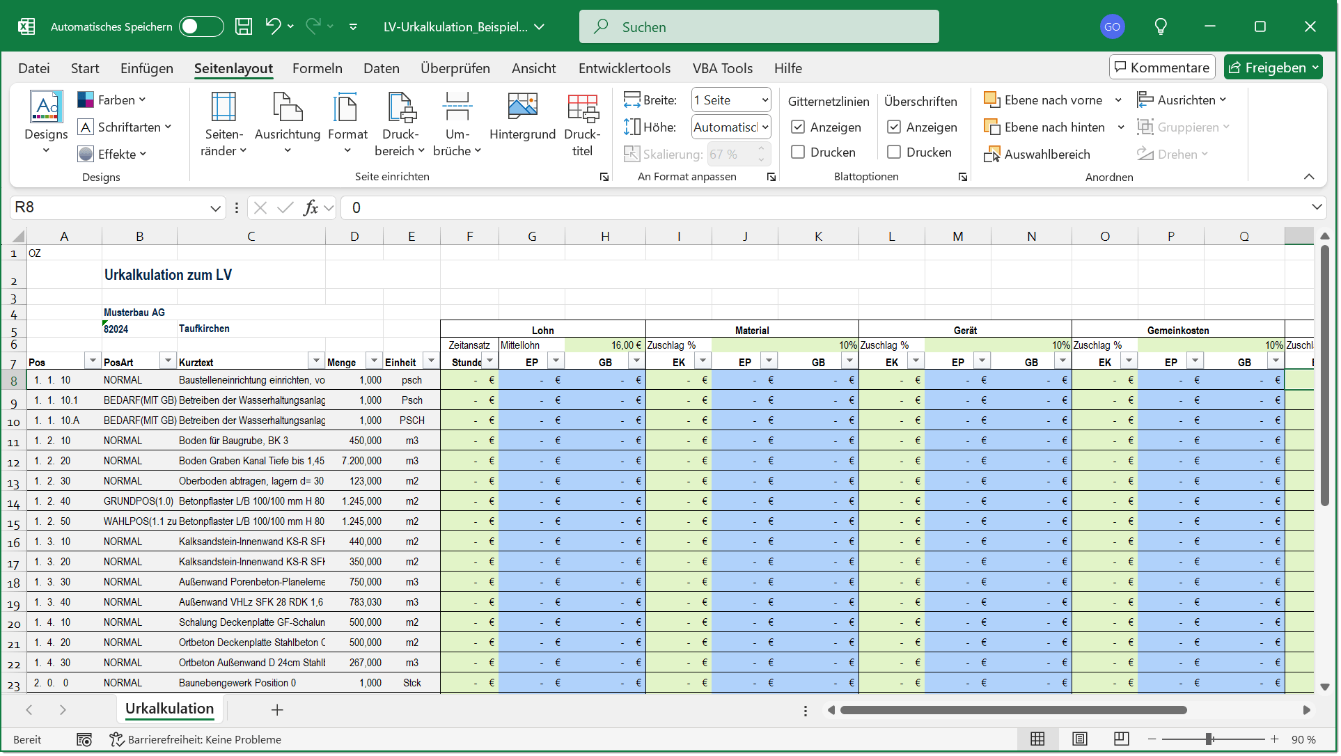 GAEB-Online 2025 – GAEB Urkalkulation in Excel GAEB-Online 2025 – GAEB Urkalkulation in Excel