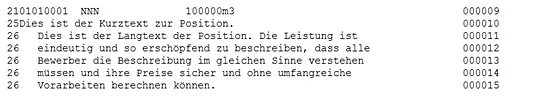 Vergleich GAEB DA XML: Eine Position im GAEB 2000 Format