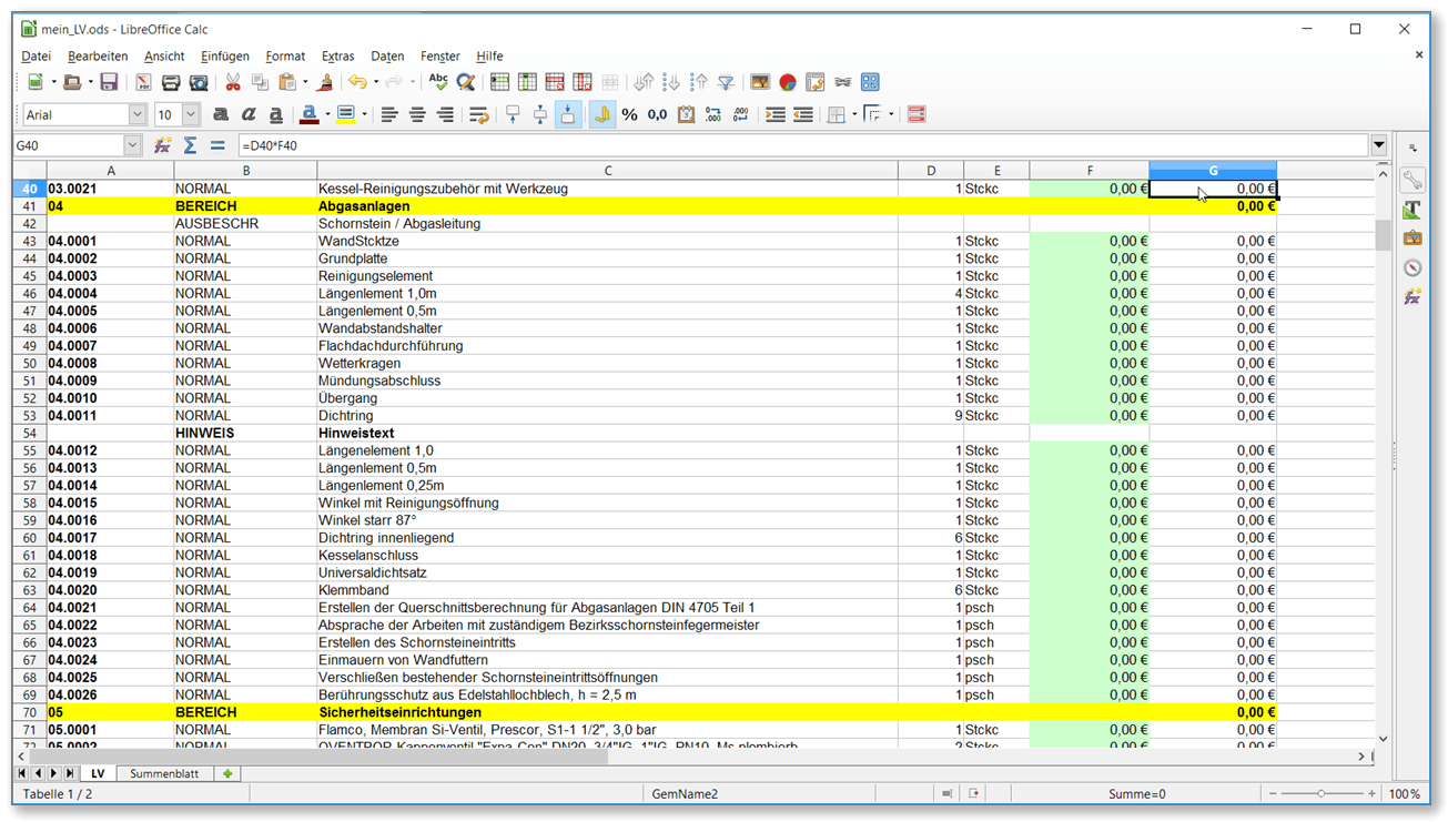 GAEB-Kalkulation mit LibreOffice® unter Windows 8.1 GAEB, GAEB XML, P83, D84, GAEB 2000, GAEB 90, Excel, Exel, D84, RTF, Angebote, LV, Word, Leistungsverzeichnis, Leistungsverzeichnisse, LVs, Ausschreibung, Vergabe, Abrechnung, OpenOffice