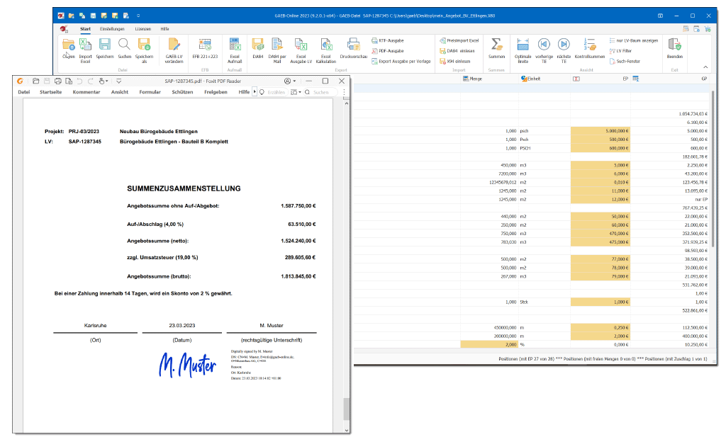 Angebote digital signieren mit GAEB-Online 2025